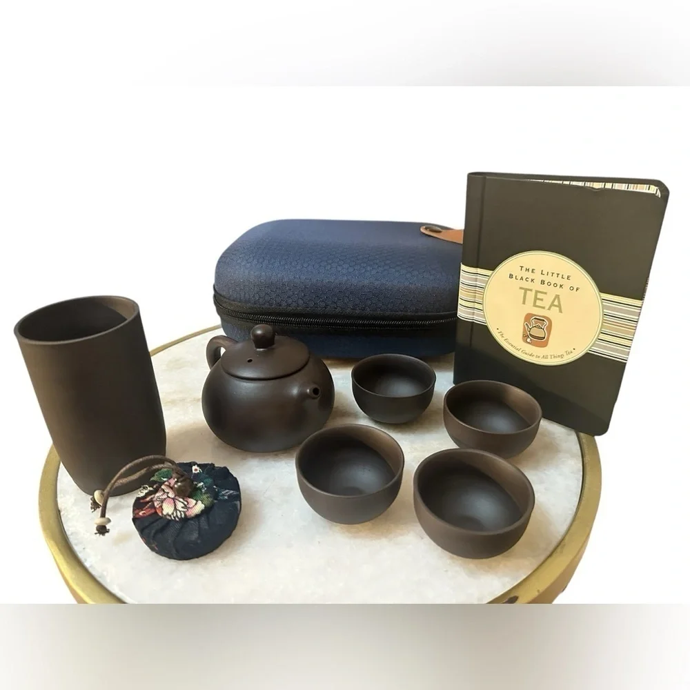 Yixing Style Clay Gongfu Tea Set w Case Cups Teapot Tea Book Travel Kit